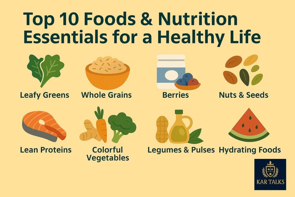 Top 10 Foods & Nutrition Essentials Infographic – Kartalks