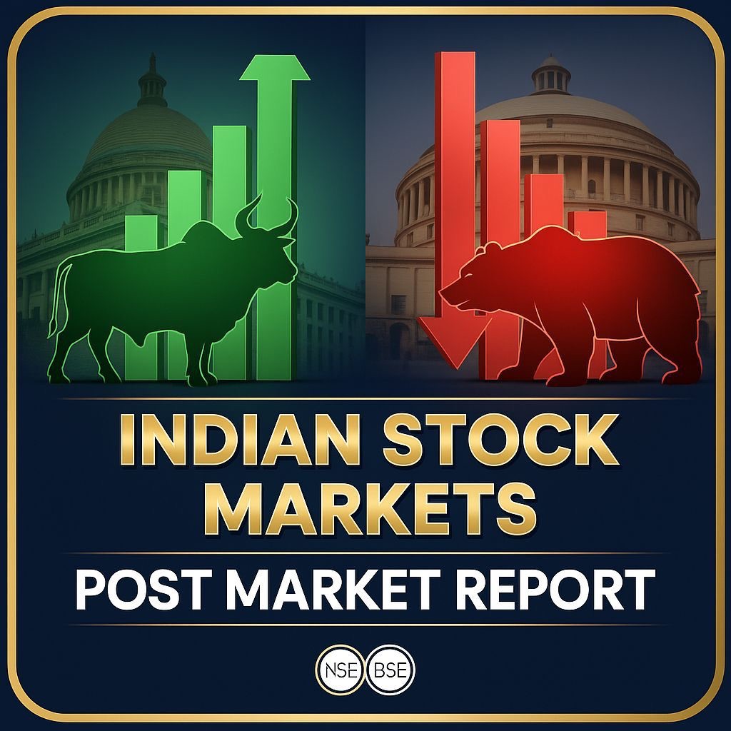 Indian stock market post market report for Today with Nifty 50, Bank Nifty and Sensex closing levels