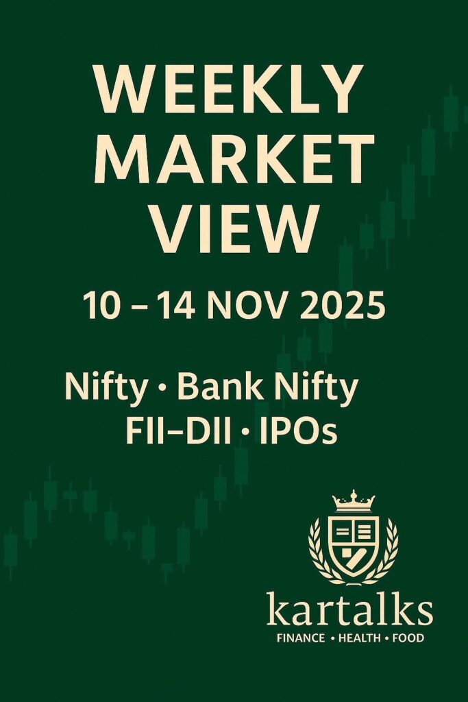Weekly Market View Nov 10-14. all Major Indices like Nifty 50 , Bank Nifty and Sensex support and resistance levels update, currency market, commodity market and FII &DII Flow updatelevels update,