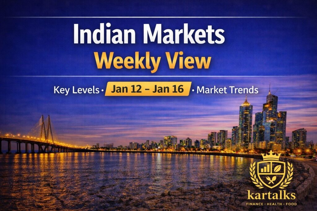 Indian Markets Weekly View showing Nifty 50, Bank Nifty and Sensex levels with weekly outlook
