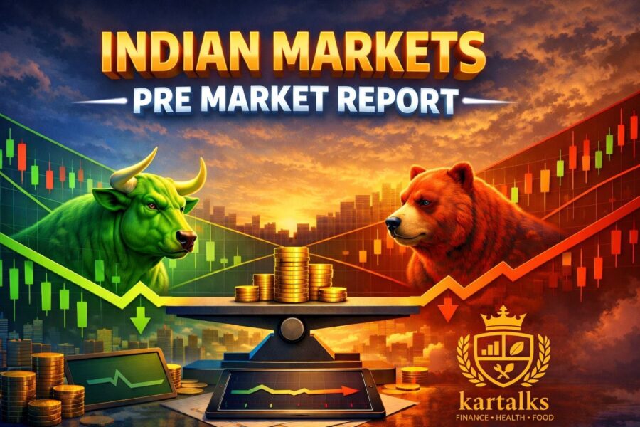 Indian Markets Pre Market Report (Feb 20, 2026) Indian Markets Pre Market Report Today showing Nifty 50 key levels, global market cues, GIFT Nifty trend and stock market charts