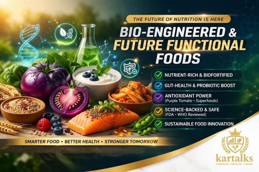 Bio-Engineered and Future Functional Foods: How Science Is Reshaping What We Eat Bio-Engineered and future functional foods are showing tomatoes, probiotics, and science-based nutrition concepts