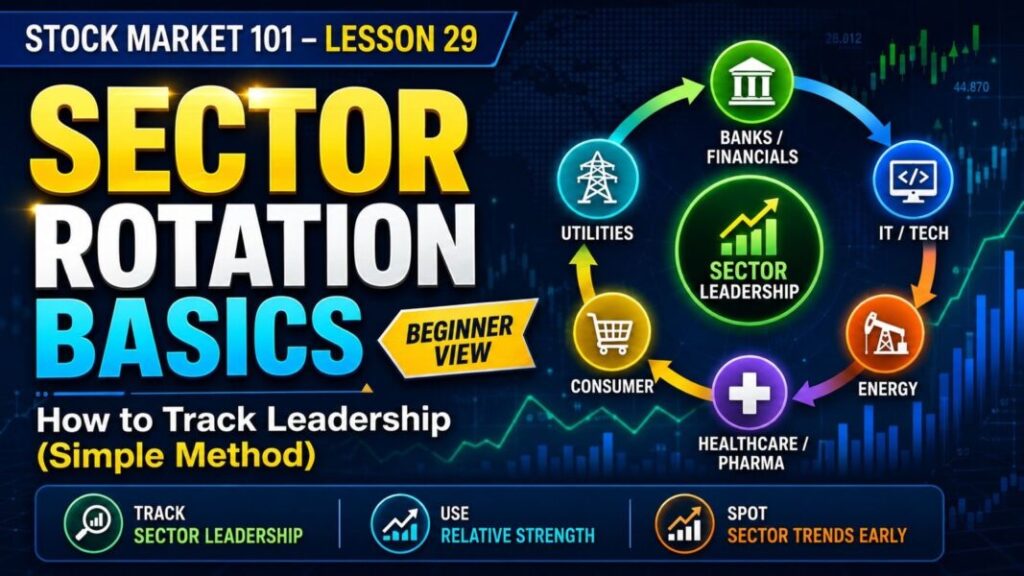 Sector Rotation Basics social banner for Stock Market 101 Lesson 29