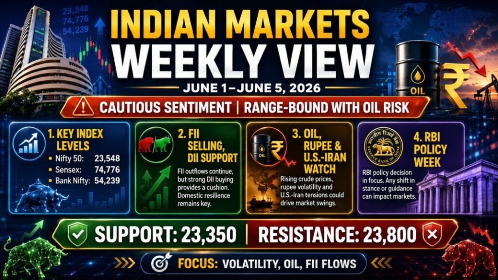 Indian Markets Weekly View for June 1 to June 5 2026 with key levels, cautious sentiment and weekly stock market outlook
