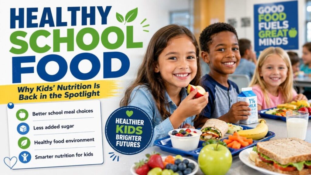 Healthy School Food: Why Kids’ Nutrition Is Back in the Spotlight in 2026 Healthy School Food article banner about kids nutrition and better school meal environments in 2026