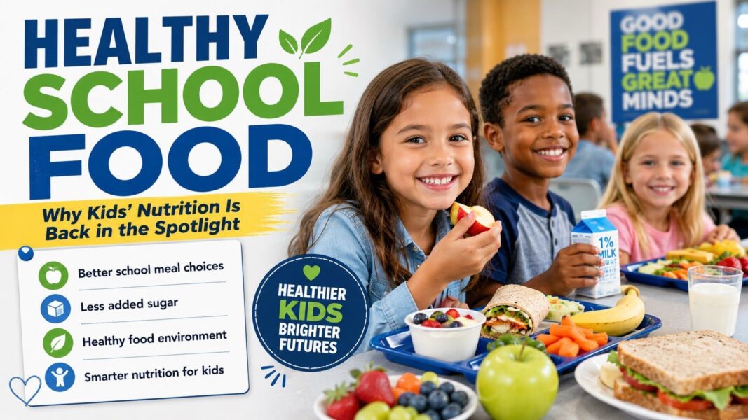 Healthy School Food article banner about kids nutrition and better school meal environments in 2026