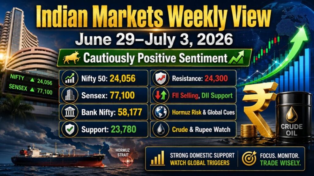 Indian Markets Weekly View for June 29 to July 3 2026 with key levels, cautiously positive sentiment and weekly stock market outlook
