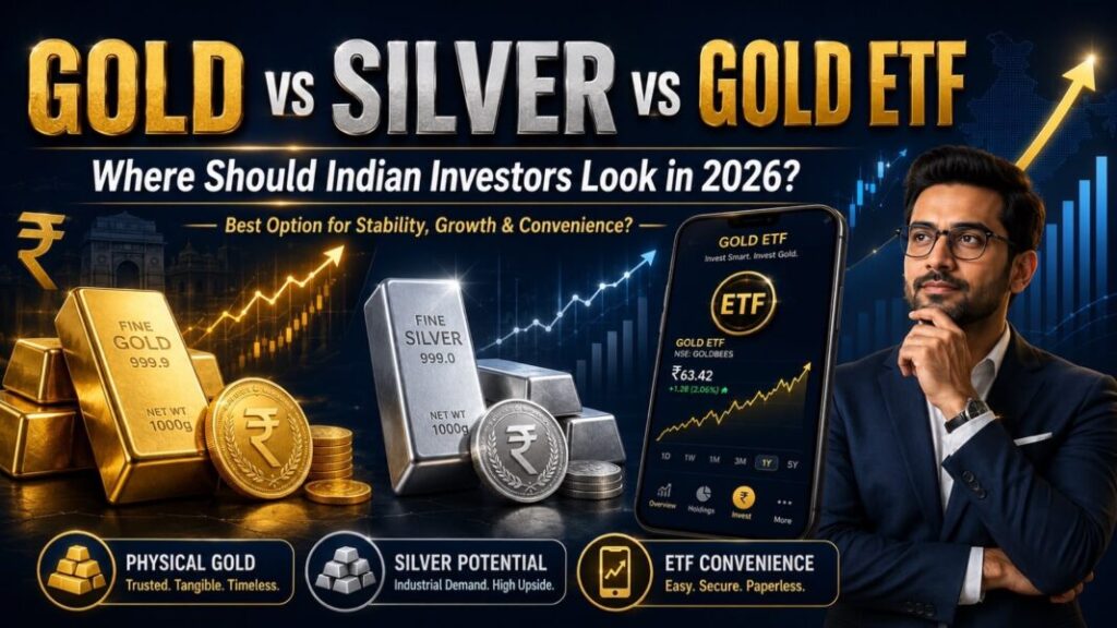 Gold vs Silver vs Gold ETF: Where Should Indian Investors Look in 2026? Gold vs Silver vs Gold ETF comparison for Indian investors in 2026