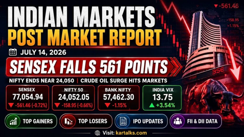 Indian Markets Post Market Report Today July 14 2026 with Sensex Nifty and Bank Nifty closing levels