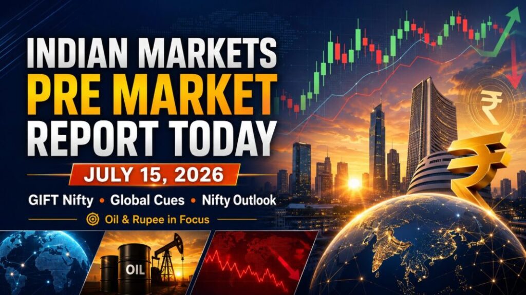 Indian Markets Pre Market Report Today July 15 2026 with GIFT Nifty, global cues and Nifty outlook