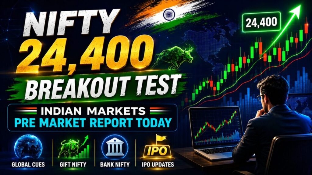 Indian Markets Pre Market Report Today July 6 2026 with Nifty 24400 breakout test GIFT Nifty Bank Nifty Sensex crude oil rupee IPO and SEBI updates