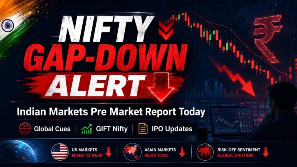 Indian Markets Pre Market Report Today July 8 2026 with Nifty gap down alert GIFT Nifty Bank Nifty Sensex crude oil rupee IPO and SEBI updates