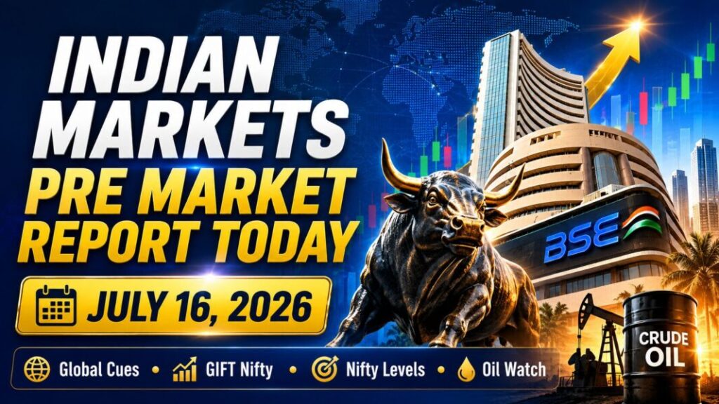 Indian Markets Pre Market Report Today July 16 2026 with GIFT Nifty, global cues and Nifty outlook