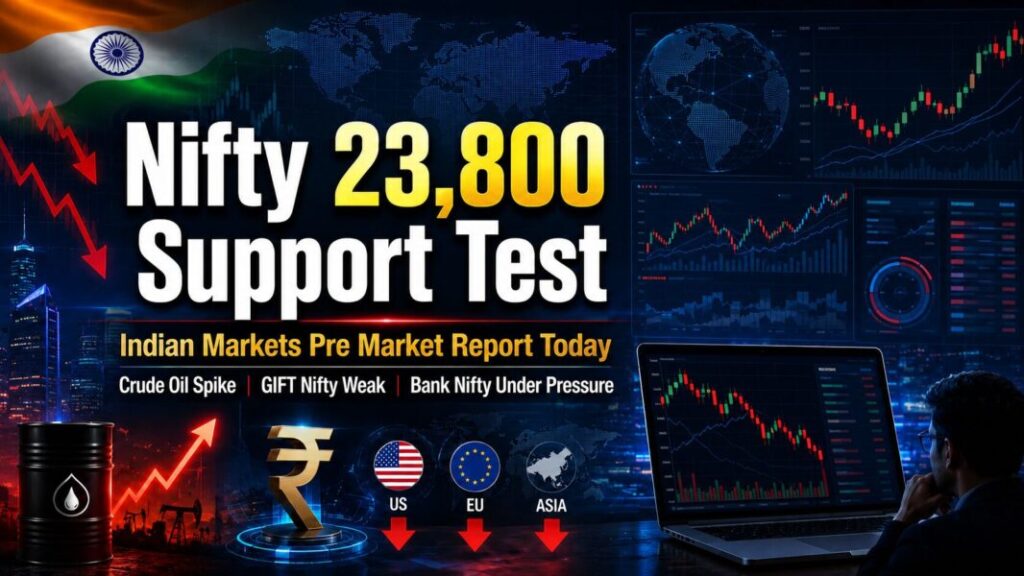 Indian Markets Pre Market Report Today July 9 2026 with Nifty 23800 support test GIFT Nifty Bank Nifty Sensex crude oil rupee IPO and SEBI updates