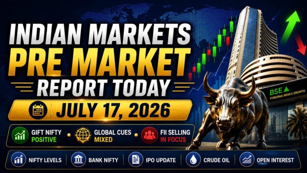 Indian Markets Pre Market Report Today July 17 2026 with GIFT Nifty, global cues and Nifty outlook