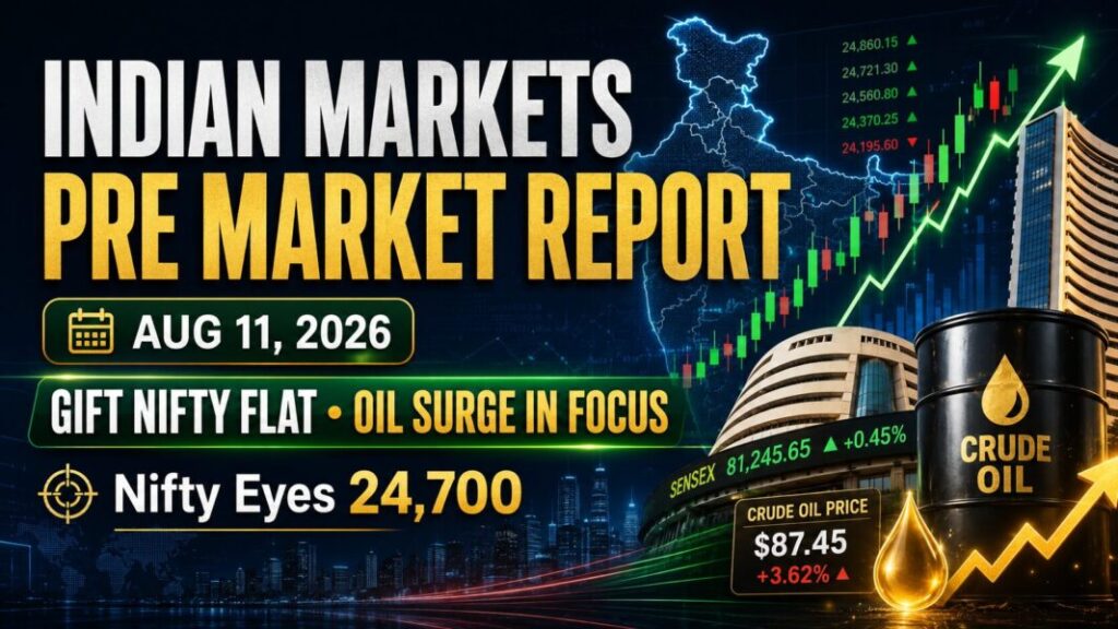 Indian Markets Pre Market Report Today with GIFT Nifty, crude oil, Nifty 50, Sensex and Bank Nifty outlook for August 11, 2026