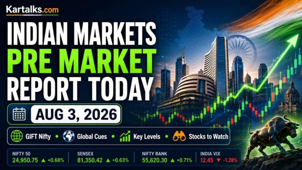 Indian Markets Pre Market Report Today with GIFT Nifty, Nifty 50, Sensex and Bank Nifty outlook for August 3, 2026