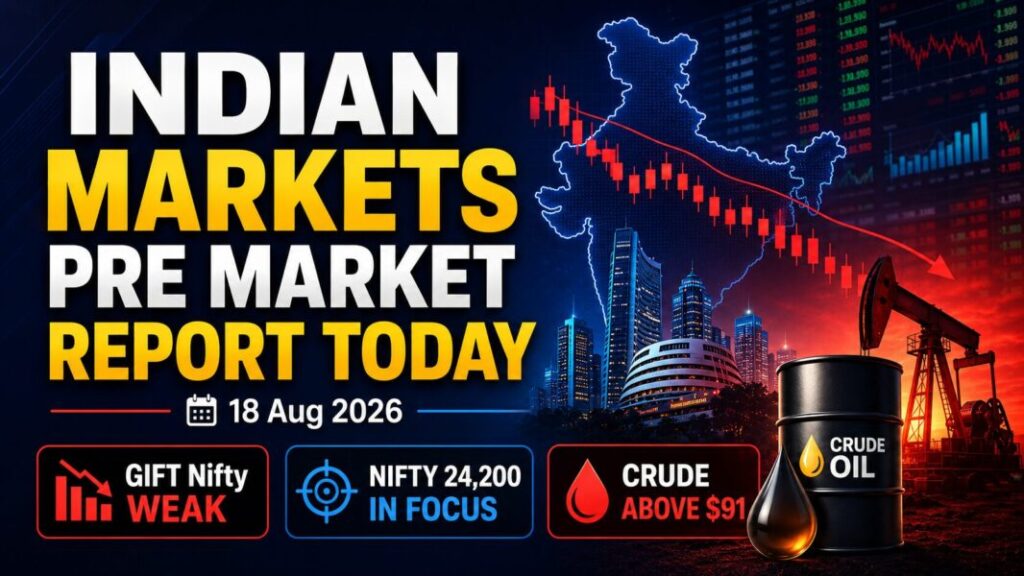 Indian Markets Pre Market Report Today with GIFT Nifty, Nifty 50, Bank Nifty, Sensex and crude oil outlook for August 18, 2026