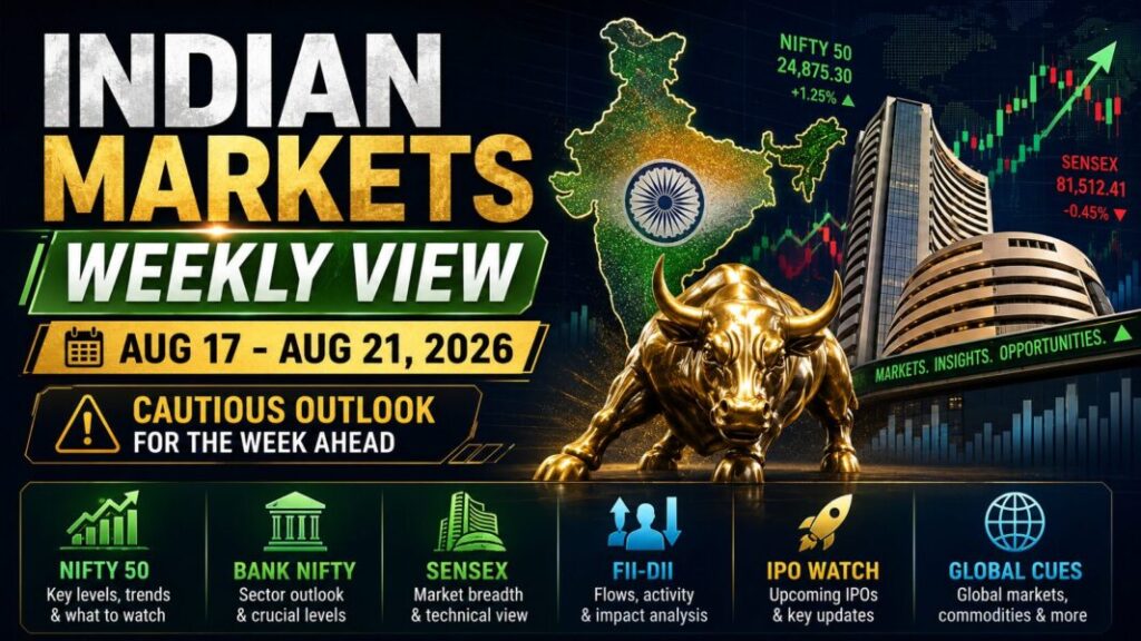 Indian Markets Weekly View for Aug 17–21, 2026 with Nifty 50, Bank Nifty and Sensex outlook