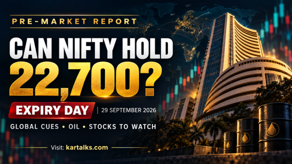 Indian Markets Pre Market Report Today banner asking whether Nifty can hold 22,700 on September 29 expiry day.