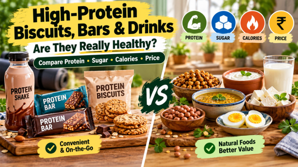 High-Protein Packaged Foods compared with affordable Indian protein foods